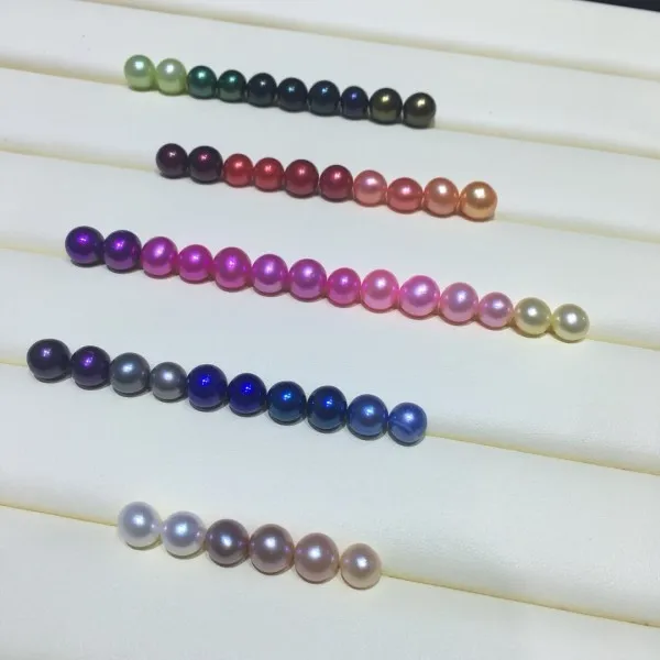 

Free Shipping Lucky Bag wholesale AAA grade 6-7 mm round 25 Colors loose freshwater pearls, Mixed colors