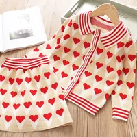 

Autumn sweater children's suits Girls cartoon full love two-piece suit