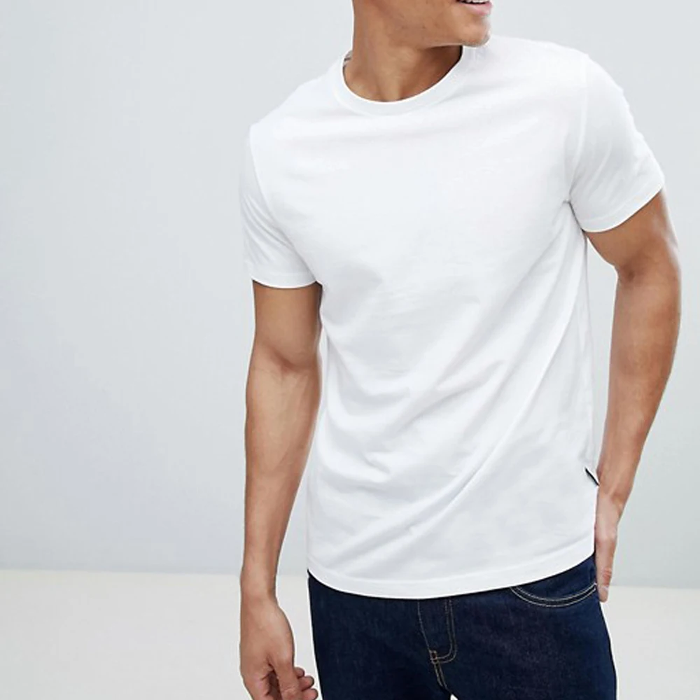 

Blank Plain Oem Shortsleeve 180g Cotton Slim Fit Mens White T-shirt