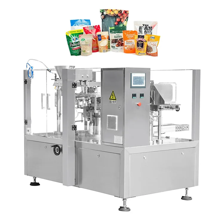 Auto Rotary Vertical Stand Up Pouch Filling And Sealing Machine For