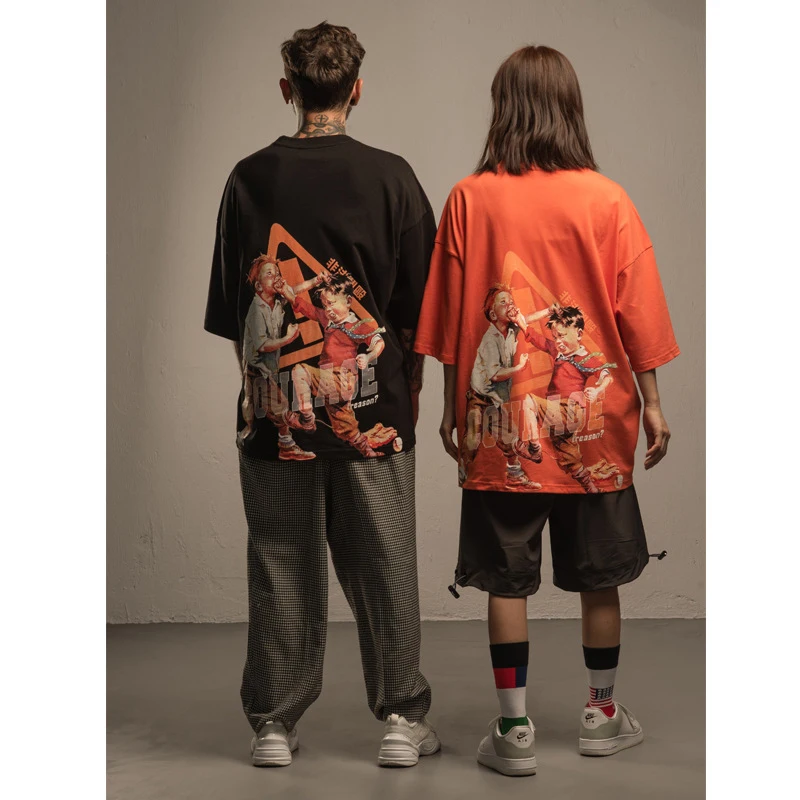 

OHMYJUST Fashion street wear women men's casual t-shirt short sleeve tees Hip Hop oversize t shirt, Multi colors