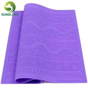 Flower Pattern Silicone Lace Mat Kitchen Sugar Lace Mold Silicone Baking Mat Wedding Decoration Fondant Cake Mold Color Purple