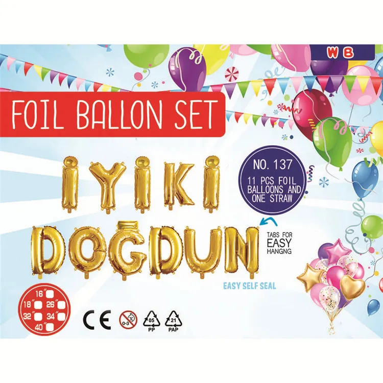 2018 Turkish Colorful Happy Birthday Self Inflatable