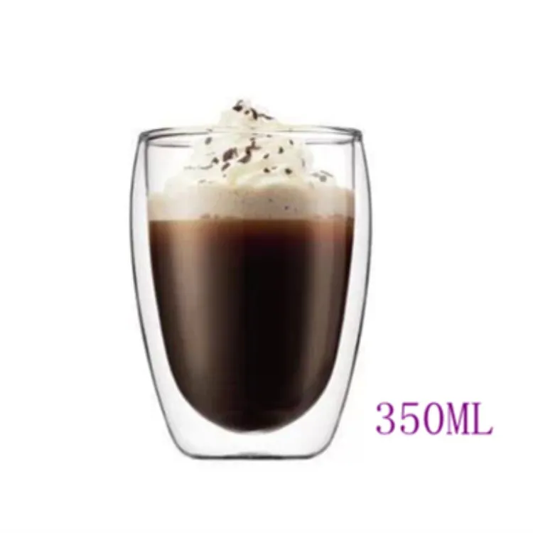 

Wholesale Elegant coffee cup 350ml High Borosilicate Double Wall Glass Cup, Clear