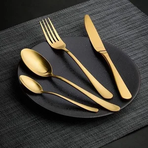 Image of Stainless Steel Dinnerware of 4 Pieces Gold Flatware for Wedding Cutlery Silverware