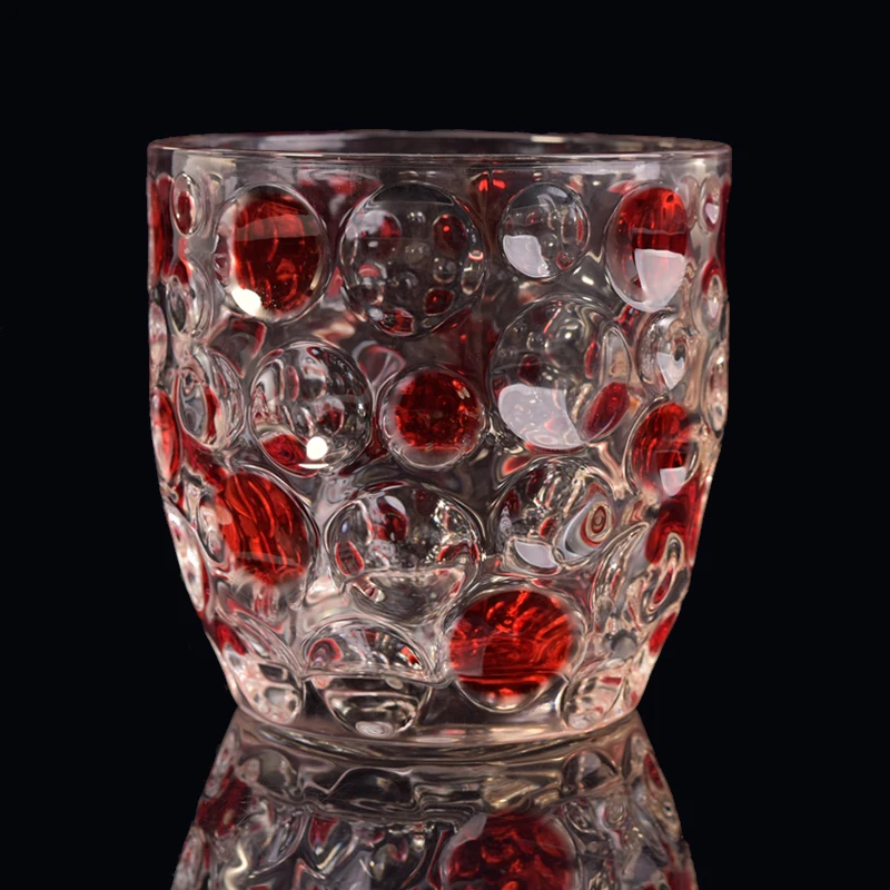 Wholesales red dotted glass candle jars home decoration