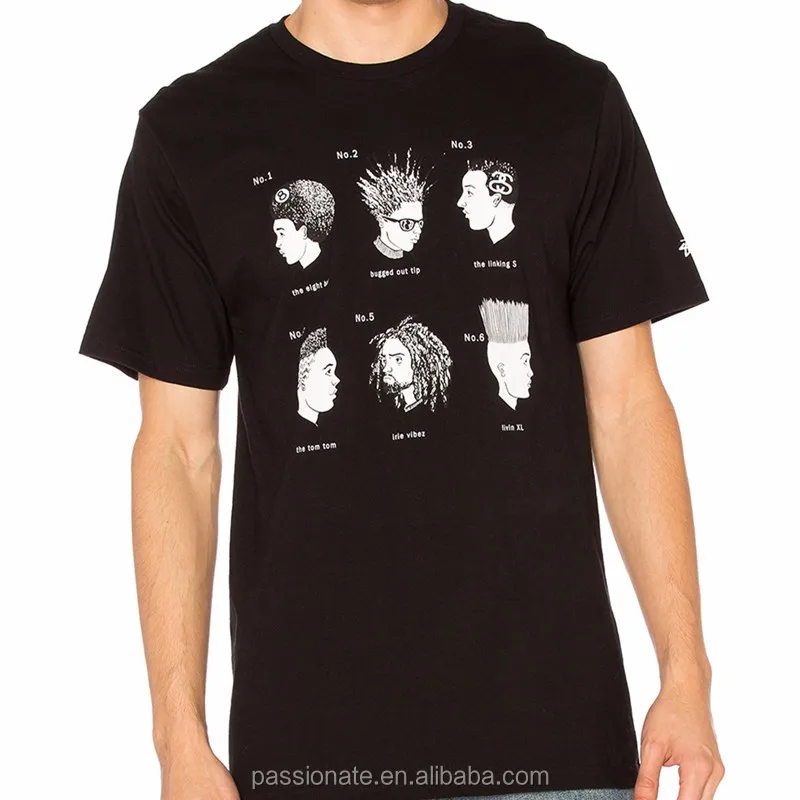 High Quality Black Cartoon T Shirt Screen Graphic Print Tee - Buy High