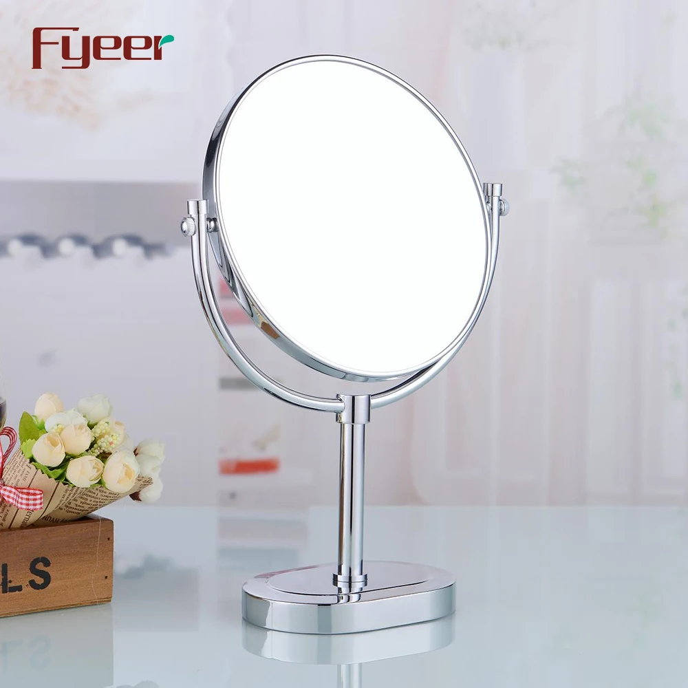 Fyeer High Quality Round Magnifying Cosmetic Mirror Desktop Brass