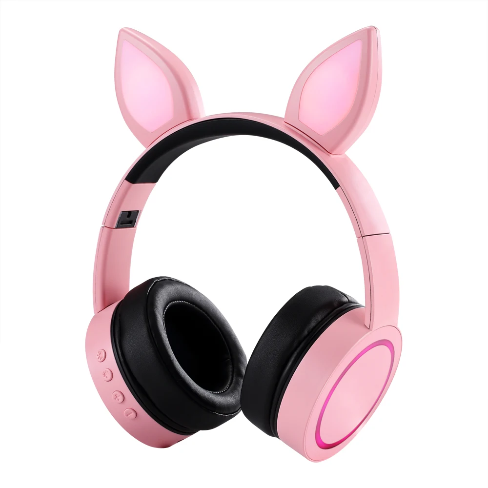 新的高端小无线 led 七色闪烁蓝牙兔子耳机为孩子