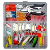 

Multi specification fishing tackle gear artificial crankbait minnow popper vib hard and soft fishing lure set bait kit