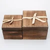 Vintage style christmas present solid paulownia brown color gift box ribbon