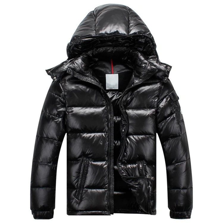 mens black shiny bubble coat