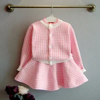 

Girl Knitting Set 2019 Autumn Korean Children's Long Sleeve Sweater Cardigan Skirt Two-piece Dress