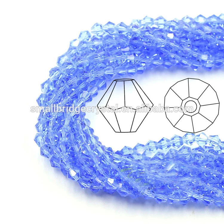 product cheap 4mm light blue crystal glass double cone beads made of crystal beads-24