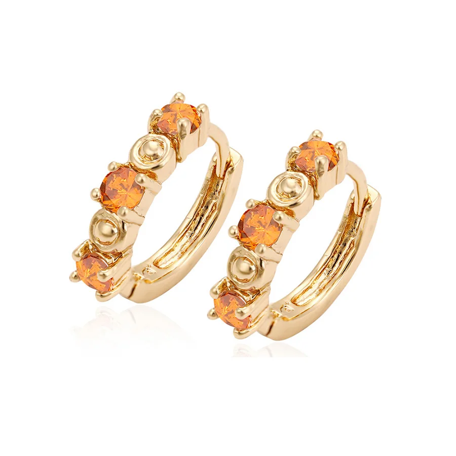 

27771xuping fashion 18K gold color hoop women Synthetic CZ earring