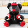 custom PU leather bear toy plush leather doll stuffed teddy bear