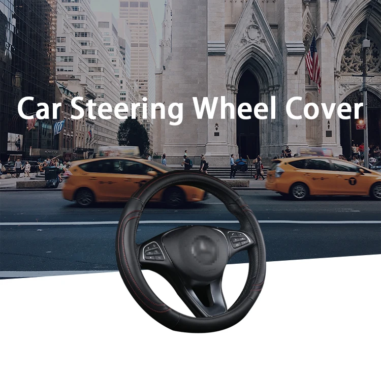 Fxg001 17 Inch Red And Black Rubber Leather Steering Wheel Cover