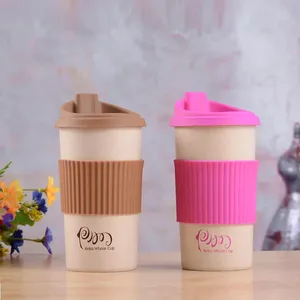 400ML Eco-Friendly Wheat Fiber Cup With Strew Biodegradable Mug Tumbler for Water, Coffee, Milk,Tea