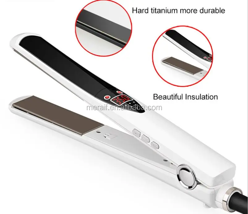 

Meraif Ceramic Flat Iron, Hair Straightener with Adjustable Temperature Upto 450F for All Hair Types