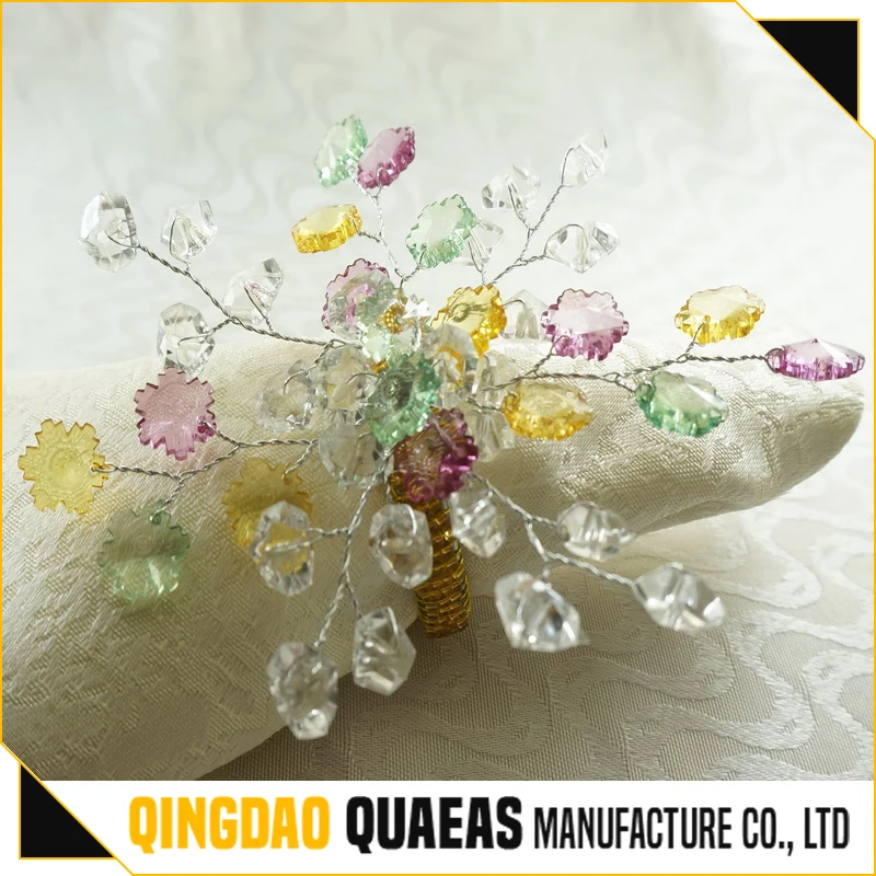 

crystal colorful beaded napkin rings for wedding beades flower napkin holder, Gold/silver/red/blue/etc