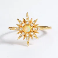 

Fashion women gold vermeil jewellery sun star 925 silver australian opal ring