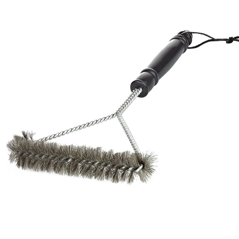 12" 3sided Bbq Wire Brush With Hanging Loop,Grill Cleaning Brush For