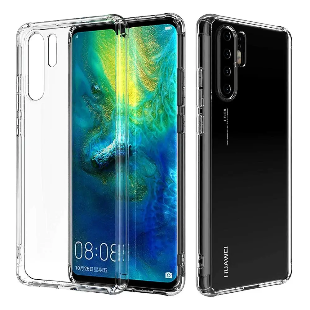 

Shockproof Clear Slim Perfect Fit Soft Flexible TPU Mobile Phone Cover Case For Huawei P30 Pro, Transparent