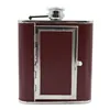 5 OZ hip flask cigarettes case with a Funnel Grade 304 Stainless Steel Household Portable Travel Red Brown Bottle 150ML