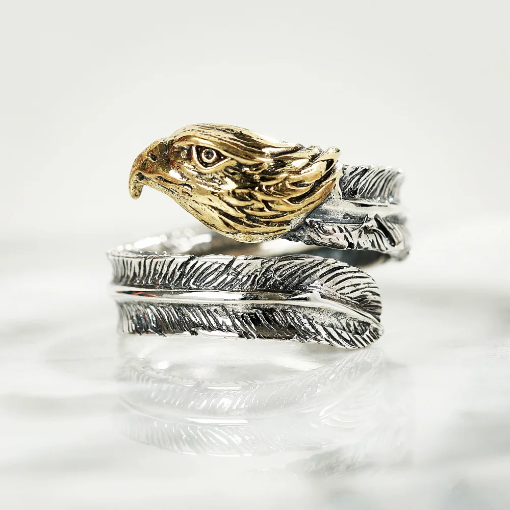 

MYLOVE FREE SHIPPING size adjustable Thai silver handmade eagle 925 sterling silver ring jewelry