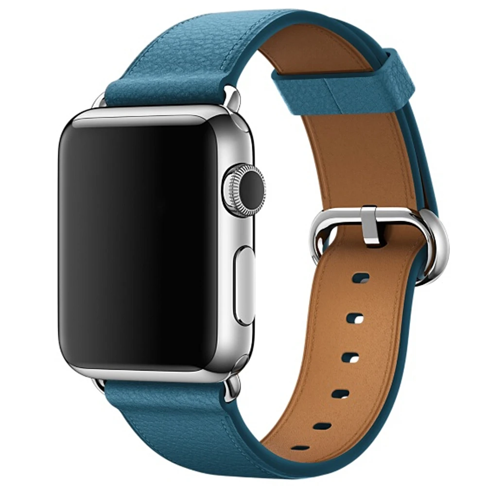 

Genuine Leather Band for apple watch strap iwatch 6/5/4/3/2/1/SE 38mm 40mm 42mm 44mm, Black,red,white,yellow,blue,gray