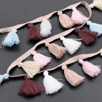Wholesale Fancy Curtain Colorful Tassel Lace Trim Cotton Tassel