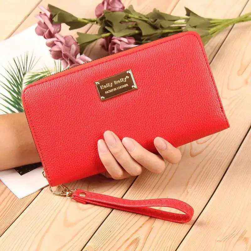 

Wallet Leather For Women Aluminum Card Case Wallet, Red black purpleorange