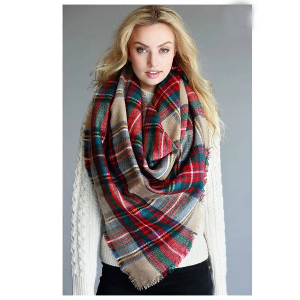 
Fall Winter Za Design Over 200 colors Oversize Women Winter Acrylic Wrap Shawls Square Plaid Blanket Scarf  (60703432845)