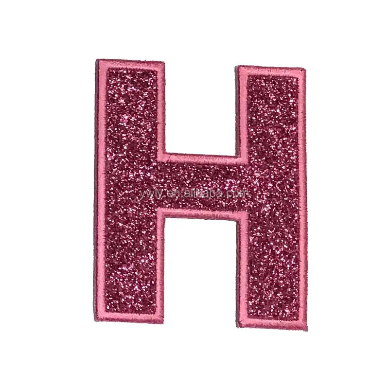 Custom Alphabet Feature Shimmery Glitter Letter E Iron On Patch ...