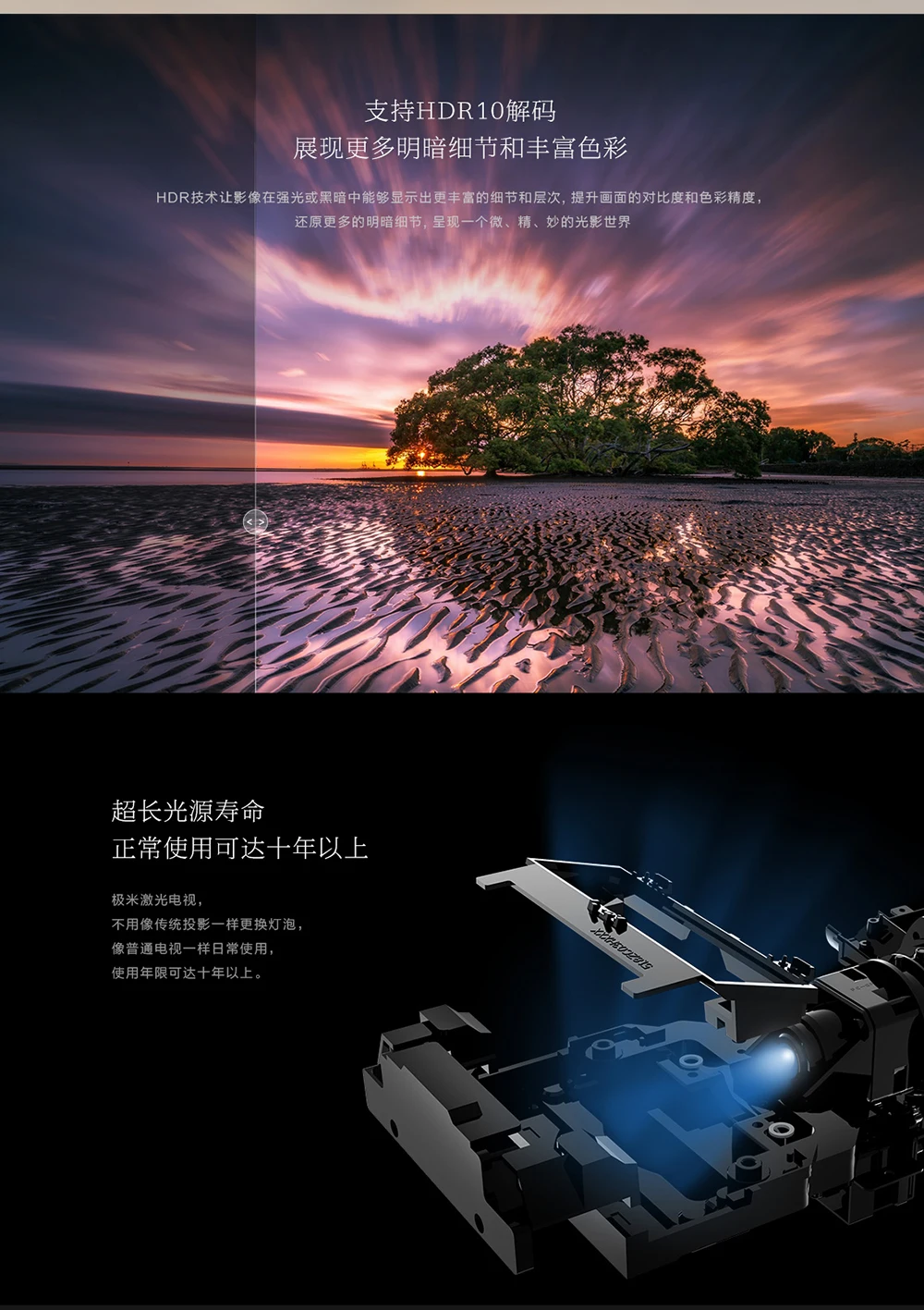 Salange XGIMI T1 4K Laser Projector with 3840*2160p 4K Native Resolution Android6.0 4000 Ansi Lumen for Home Theater 0.189:1