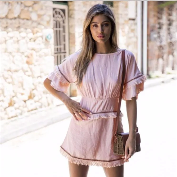 fringed stitching casual dress