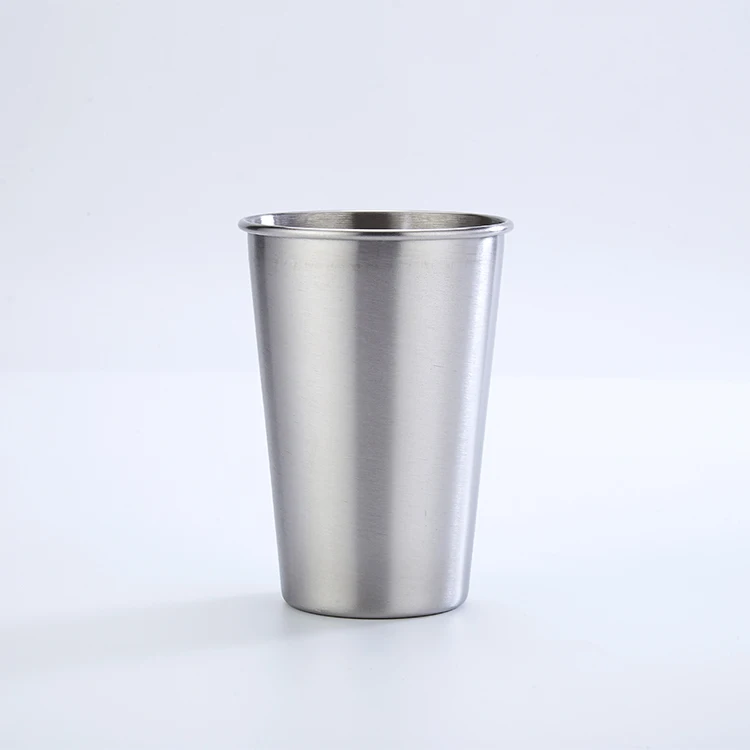 

Shatterproof Stackable Drinking Single Wall Cup 304SS 16 oz Pint Cup, Silver