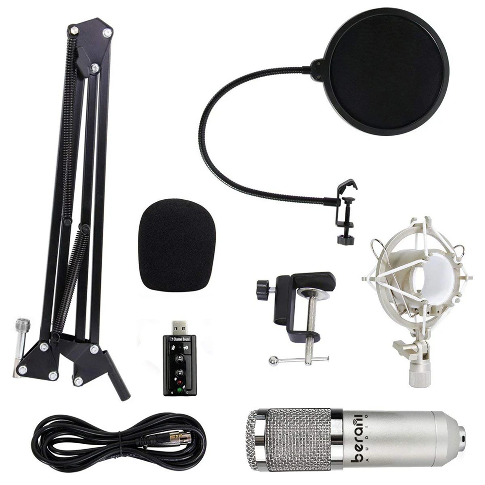

BM700PP Bm 700 podcast studio recording electret condenser tube pc microphone professional set, Black/white/champagne/blue/pink