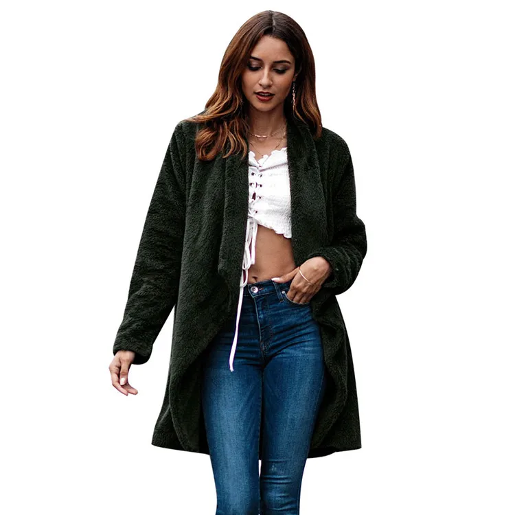 Sample Available 2018 Winter Open Stitch Thick Velvet Long Ladies Women Korean Fashion Coats