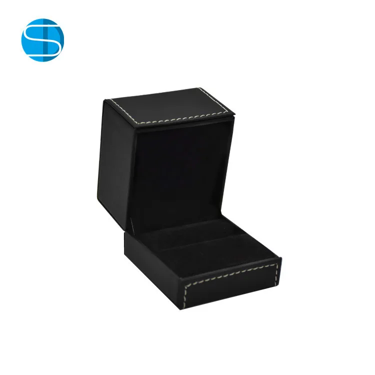 Top Quality Black Pu Leather Suede Insert Bo Ring Gift Top Quality Black Pu Leather Suede