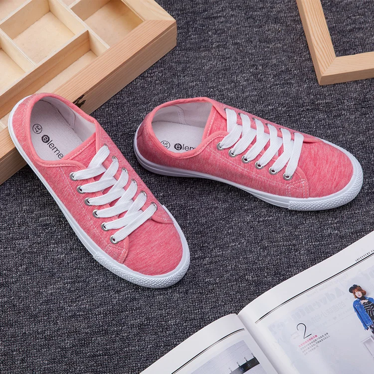 

2020 Factory Direct Flat Pink Casual Canvas Injection Sneakers Shoes Ladies