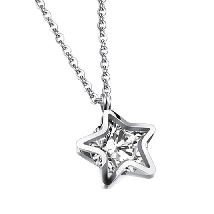 

Best-selling titanium steel rose gold pendant female clavicle chain, Fashion five-pointed star female necklace, As picture