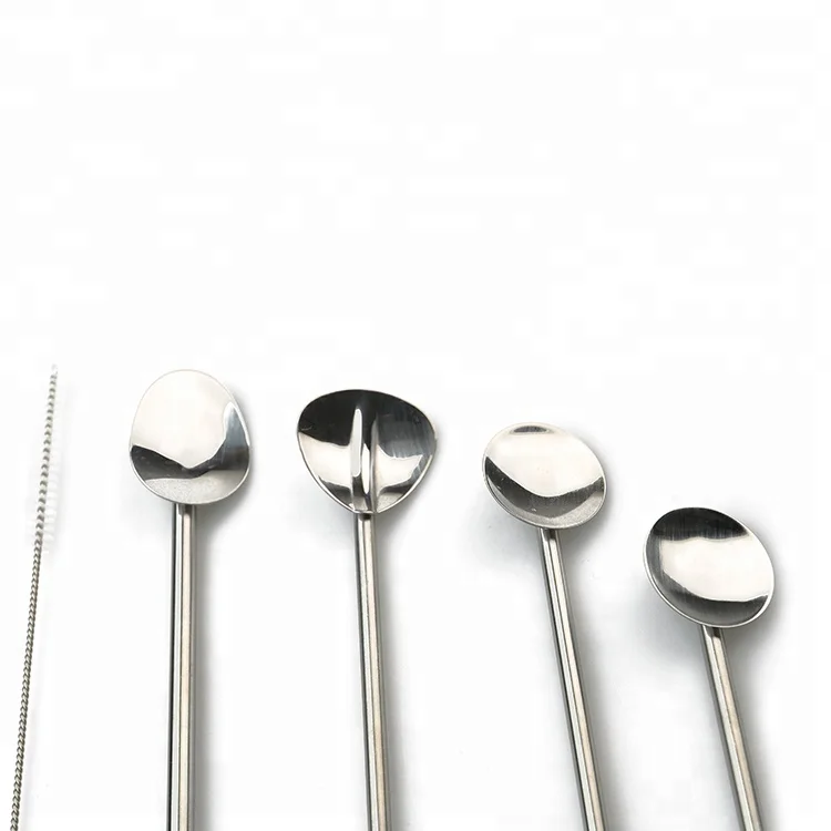 

304 Stainless steel heart shape spoon straws