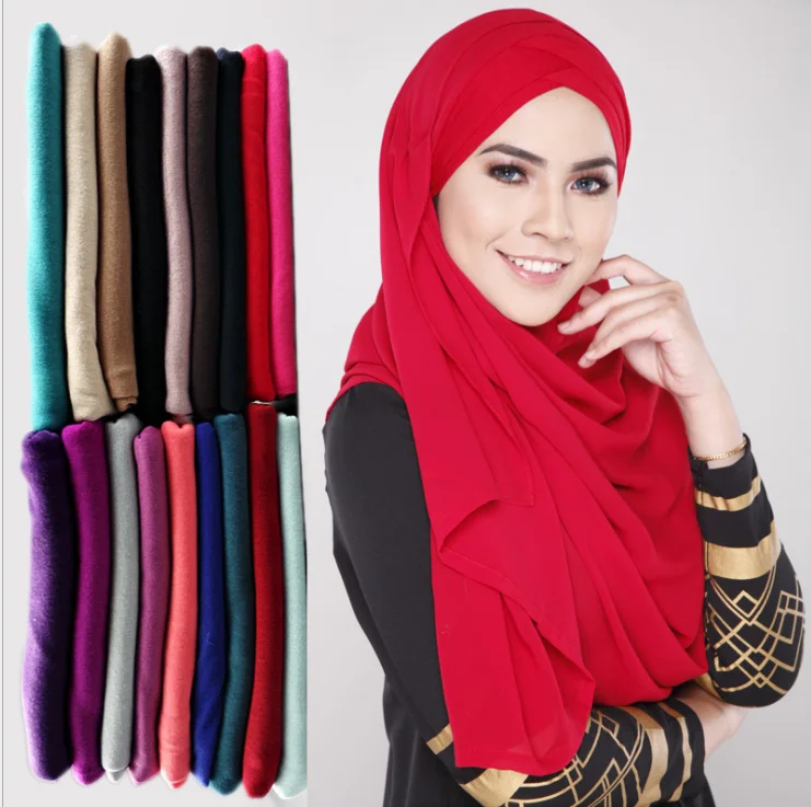 

Solid color long maxi muslim jersey hijabs