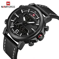 

Wholesale Top NAVIFORCE 9135 Mens Fashion Digital Quartz Watch Man Casual Leather Date Waterproof Sport Wristwatches Relojes