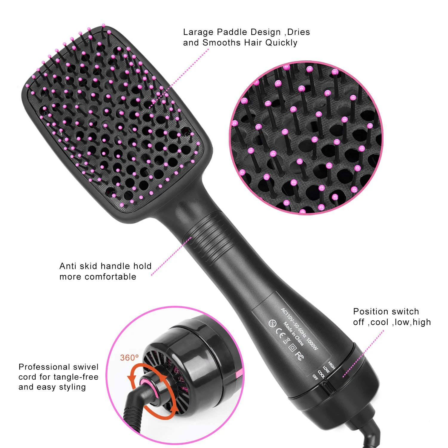 Professional 3 In 1 Hot Air Brush Styler Ready Stock One Step Hair