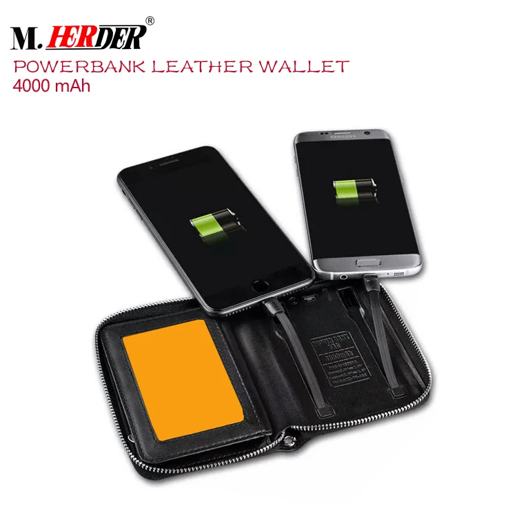 Hot Selling 4000mah Universal Mobile Phone Charger Wallet Leather Power