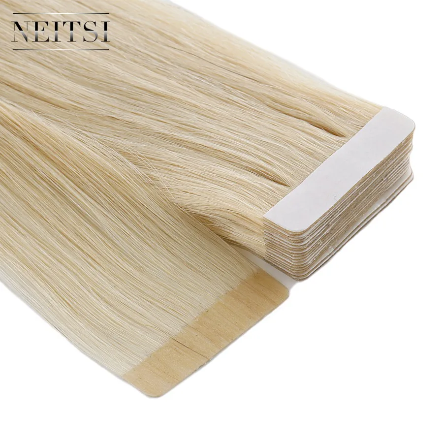 

Free Sample Neitsi 100% Plastic Tape In Human Tape For Hair Extension Straight Remy Tape Hair 613#