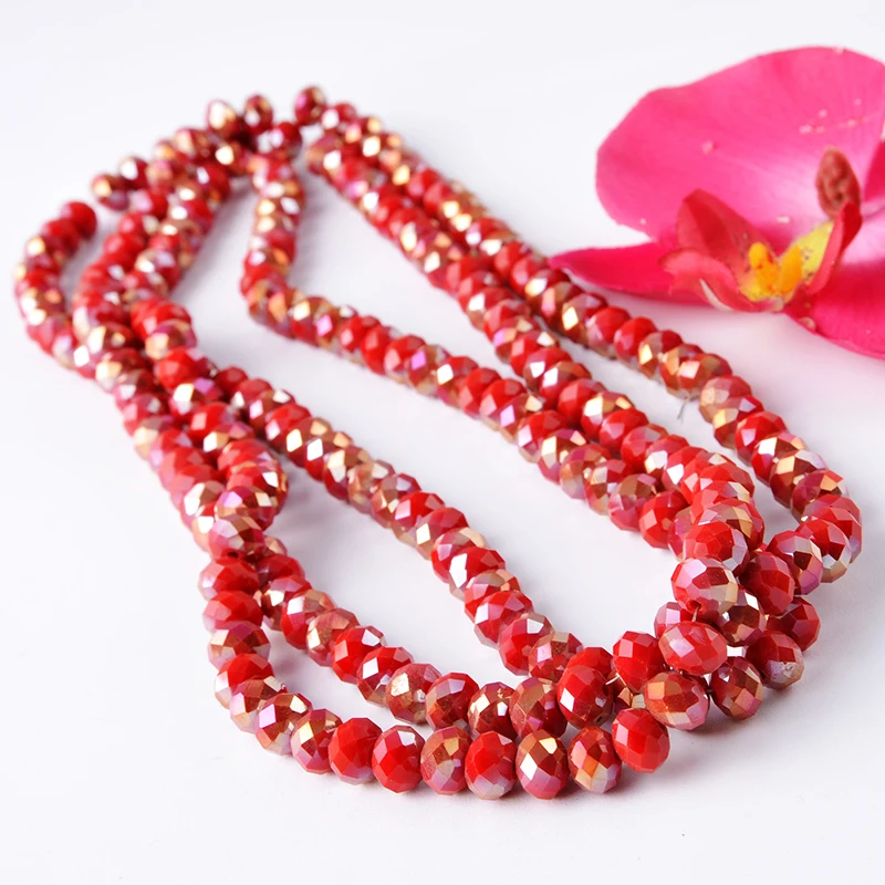 

China Pujiang Colourful AB Crystal Beads String Ruby Rondelle Beads For Bracelet