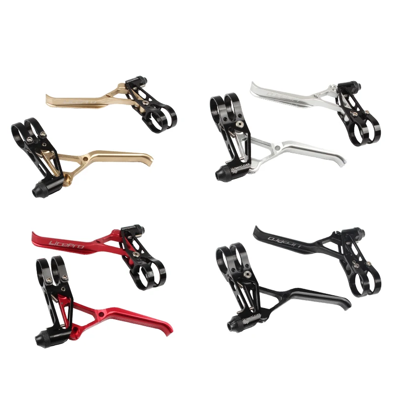 

Mountain Folding Road Small Bike bicycle CNC Ultra light V Brake Hand levers 64g, Black red gold